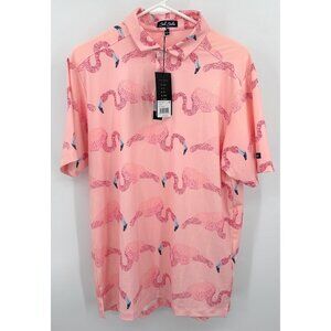 New BAD BIRDIE Pinky Promise Flamingo Golf Polo Shirt L